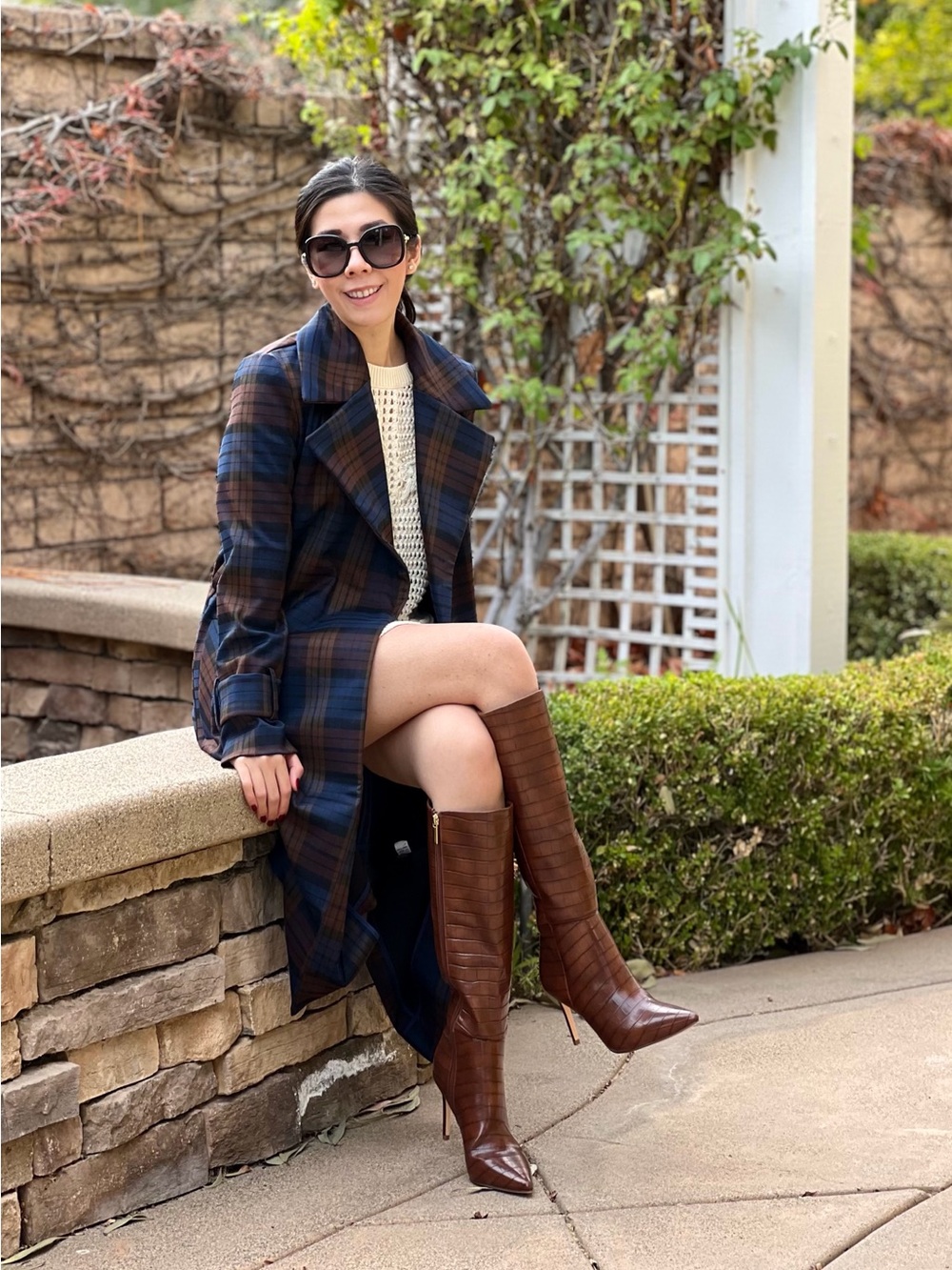 Classic Brown Leather Knee-High Heeled Boots